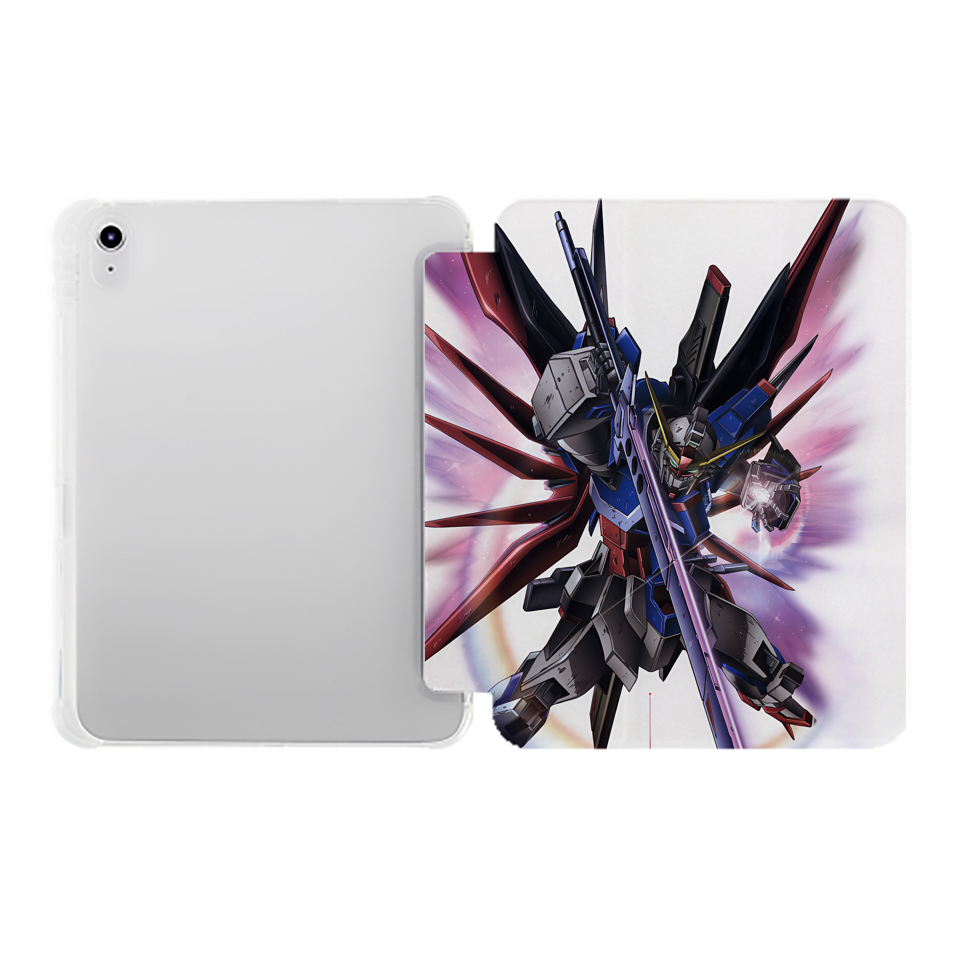 （画像用） 機動戦士ガンダム Mobile Suit Gundam IPad ケース ペン収納付き 三つ折りスタンド PUレザー×シリコン 対応機種9.5/10.5/10.9インチ